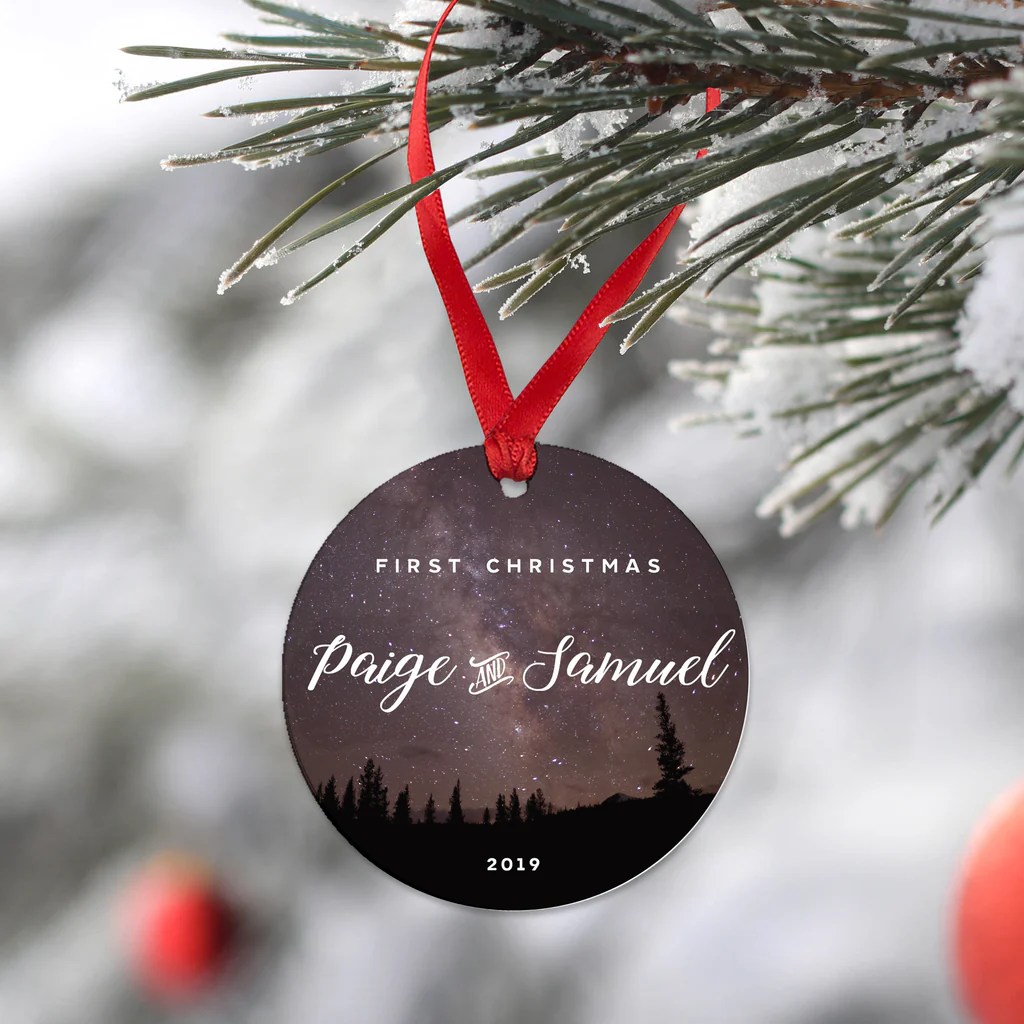 Custom first married christmas ornament