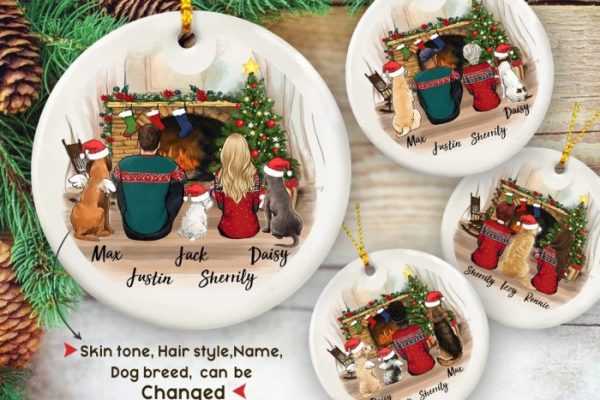 Christmas ornament family with dog