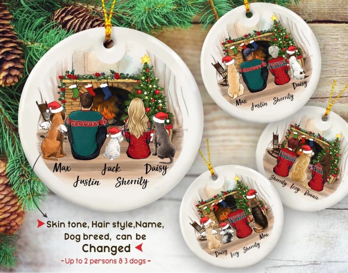 Christmas ornament family with dog