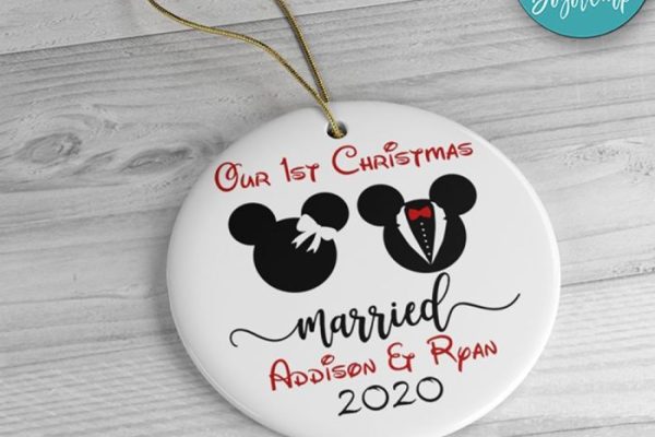 Custom first married christmas ornament