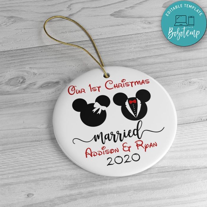 Custom first married christmas ornament